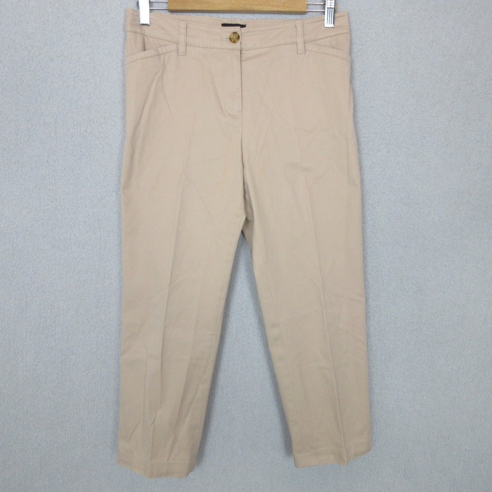 Talbots The Perfect Chino Cropped Pants Womens 4P Tan Casual Trousers